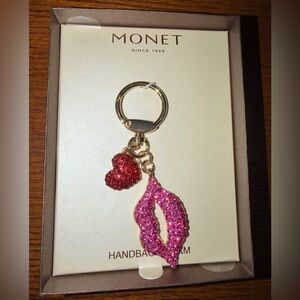 Monet Sparkling Pink and Red Lip Keychain